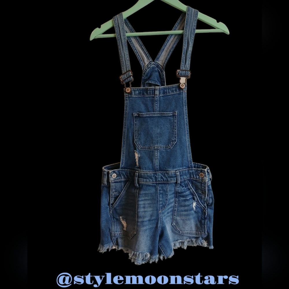 Hollister Vintage Streched Boyfriend Short Distressed Overalls